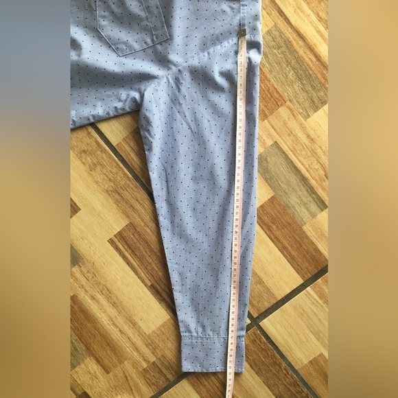 Blue Chaps Cotton  Long Sleeve Button Down small lines and dots - Picture 9 of 9